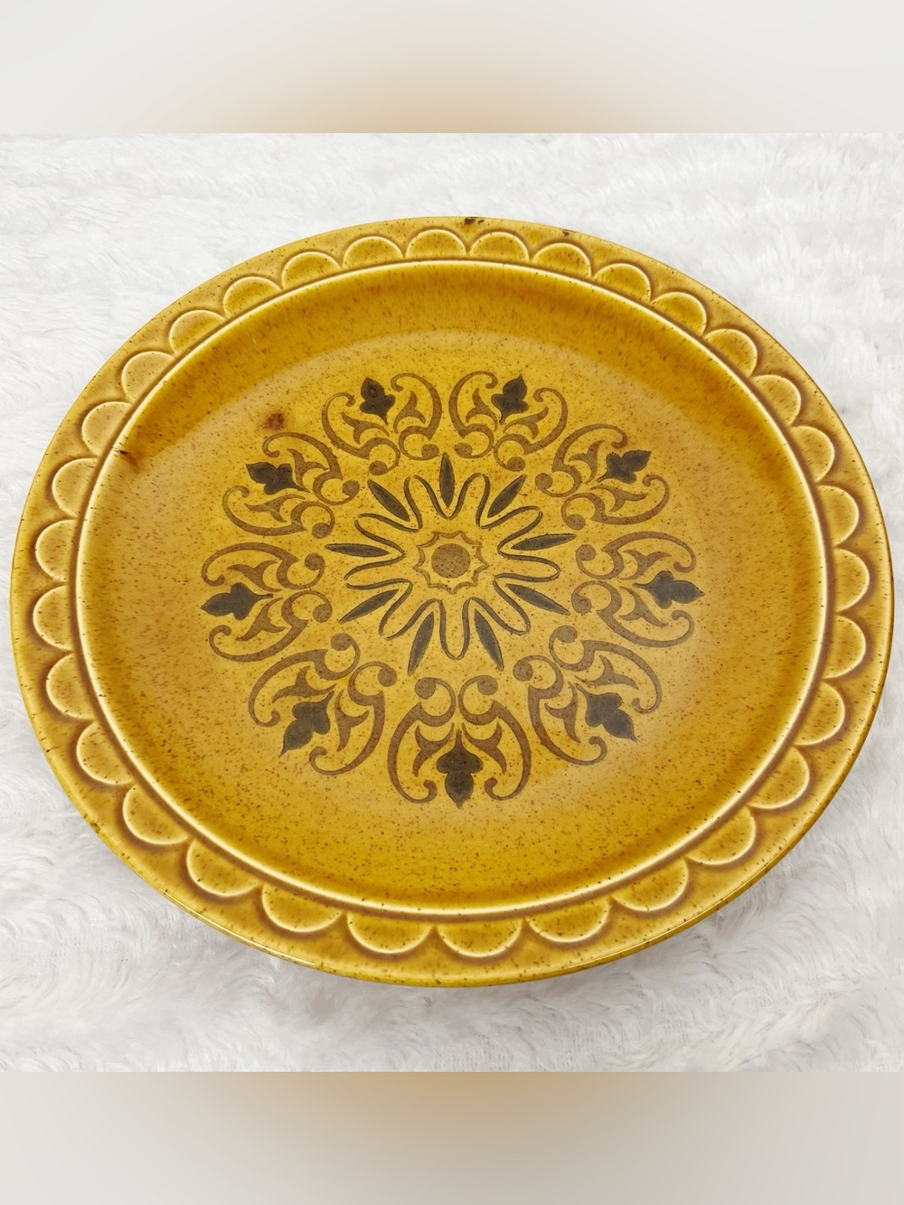 Vintage Homer Laughlin Gold Cortez Dinner Plate Mandala Boho Floral 10”